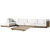 Modern Solid Teak Wood L-Shaped Outdoor Garden Sofa Set with Waterproof Cushions-Durable Eco-Friendly for Living Room Backyard