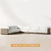 Modern Solid Teak Wood L-Shaped Outdoor Garden Sofa Set with Waterproof Cushions-Durable Eco-Friendly for Living Room Backyard