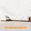 Modern Solid Teak Wood L-Shaped Outdoor Garden Sofa Set with Waterproof Cushions-Durable Eco-Friendly for Living Room Backyard