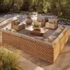 Modern Solid Teak Wood Outdoor Sectional Sofa Set with Waterproof Cushions for Luxury Villa Garden Resort Hotel Patio Furniture