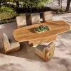 Modern Solid Teak Wood Outdoor Sectional Sofa Set with Waterproof Cushions for Luxury Villa Garden Resort Hotel Patio Furniture