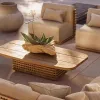 Modern Solid Teak Wood Outdoor Sectional Sofa Set with Waterproof Cushions for Luxury Villa Garden Resort Hotel Patio Furniture