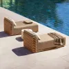 Modern Solid Teak Wood Outdoor Sectional Sofa Set with Waterproof Cushions for Luxury Villa Garden Resort Hotel Patio Furniture