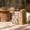 Modern Solid Teak Wood Outdoor Sectional Sofa Set with Waterproof Cushions for Luxury Villa Garden Resort Hotel Patio Furniture