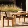 Modern Solid Teak Wood Patio Dining Furniture Set Round Table with 6 Chairs for Luxury Villa Terrace and Hotel Restaurant
