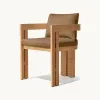 Modern Solid Teak Wood Patio Dining Furniture Set Round Table with 6 Chairs for Luxury Villa Terrace and Hotel Restaurant