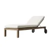 Modern Solid Teak Wood Poolside Sunbed Weatherproof Outdoor Reclining Chair for Luxury Villa Garden and Beach Resort