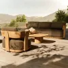 Modern Solid Teak Wood Sofa Set with Storage Eco-Friendly Weather-Resistant Outdoor Furniture for Courtyard Hotel Villa Use