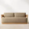 Modern Solid Teak Wood Sofa Set with Storage Eco-Friendly Weather-Resistant Outdoor Furniture for Courtyard Hotel Villa Use