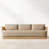 Modern Solid Teak Wood Sofa Set with Storage Eco-Friendly Weather-Resistant Outdoor Furniture for Courtyard Hotel Villa Use