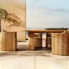 Modern Teak Durable Outdoor Dining Table and Chair Set with UV-Resistant and Waterproof Features for Villa and Patio Use
