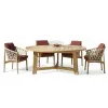 Modern Teak Outdoor Dining Round Table with Chair-Durable Waterproof Villa Apartment Courtyard Warehouse Garden Furniture