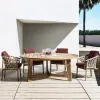 Modern Teak Outdoor Dining Round Table with Chair-Durable Waterproof Villa Apartment Courtyard Warehouse Garden Furniture