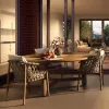 Modern Teak Outdoor Dining Round Table with Chair-Durable Waterproof Villa Apartment Courtyard Warehouse Garden Furniture