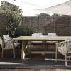 Modern Teak Outdoor Dining Round Table with Chair-Durable Waterproof Villa Apartment Courtyard Warehouse Garden Furniture