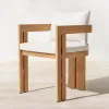 Modern Teak Outdoor Dining Set for Villa Patio Waterproof Quick-Dry Cushions Customized Color Durable UV-Resistant Construction