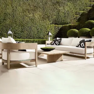 Modern Teak Outdoor Sofa Set-Waterproof Eco-Friendly Garden Furniture for Villa Living Room Use