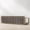 Modern Teak Rattan Wicker Dining Patio Set Eco-Friendly Durable All Weather Outdoor Furniture Garden Sofa Cushion Villa Hotel