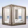 Modern Teak Wood Foldable Portable Pool Sunbed with Waterproof Cushions for Couples' Honeymoon Resorts Hotels Villa Outdoor