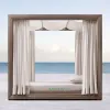 Modern Teak Wood Foldable Portable Pool Sunbed with Waterproof Cushions for Couples' Honeymoon Resorts Hotels Villa Outdoor