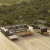 Modern Teak Wood and PE Wicker Rattan Outdoor Sofa Set with Waterproof Cushions for Garden and Patio