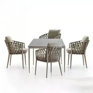 Modern Villa Farmhouse Park Outdoor Dining Table Chairs Set Aluminum Alloy Eco-Friendly Waterproof Lightweight Durable High