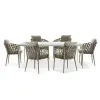 Modern Villa Farmhouse Park Outdoor Dining Table Chairs Set Aluminum Alloy Eco-Friendly Waterproof Lightweight Durable High