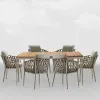 Modern Villa Farmhouse Park Outdoor Dining Table Chairs Set Aluminum Alloy Eco-Friendly Waterproof Lightweight Durable High