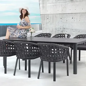 Modern Villa Outdoor Garden Sets Rope Furniture Aluminum Frame Weaving Dining Patio Chairs Tables Waterproof Living Room Hotel