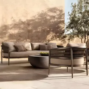 Modern Villa Outdoor Sofa Set Aluminum Waterproof Eco-Friendly for Living Room and Garden Use
