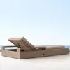 Modern Villa Outdoor Teak Sun Lounger Chair with UV Resistant Waterproof Cushion for Hotel Swimming Pool Beach Use