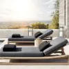 Modern Villa Outdoor Teak Sun Lounger Chair-UV Resistant Eco-Friendly Beach Courtyard Furniture for Hotel Swimming Pool Use