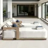 Modern Villa Outdoor Teak Sun Lounger Chair with UV Resistant Water-Resistant Cushion for Courtyard Beach Swimming Pool
