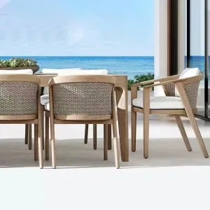 Modern Villa Teak Lightweight Outdoor Dining Chairs and Solid Wood Dining Tables-High-end Furniture for Courtyard Hotel Use
