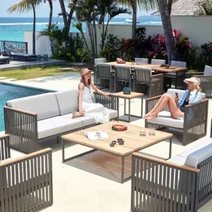 Modern Waterproof Durable Rope Sofa Set for Outdoor Use in Hotels Villas Parks