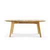 Modern Waterproof Extendable Teak Dining Table Set 2-12 Seater with Parasol Hole for Outdoor Farmhouse Living Room Hotel Use