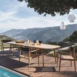 Modern Waterproof Teak Outdoor Dining and Seating Set with Quick-Dry Cushions for Villa Hotel Courtyard Warehouse Living Room