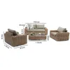 Modern Wicker Aluminum Sofa 4-Piece Garden Set Waterproof Outdoor Furniture for Farmhouse Courtyard Dining Park