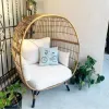 Modern Wicker Eco-Friendly Outdoor Lounger Daybed with Waterproof Quick-Dry Cotton Cushion for Home Hotel Park Courtyard Use