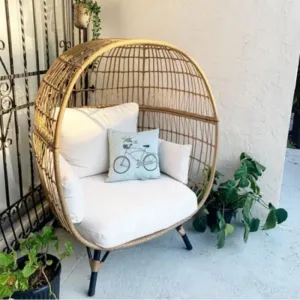 Modern Wicker Eco-Friendly Outdoor Lounger Daybed with Waterproof Quick-Dry Cotton Cushion for Home Hotel Park Courtyard Use