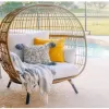 Modern Wicker Eco-Friendly Outdoor Lounger Daybed with Waterproof Quick-Dry Cotton Cushion for Home Hotel Park Courtyard Use