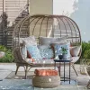 Modern Wicker Eco-Friendly Outdoor Lounger Daybed with Waterproof Quick-Dry Cotton Cushion for Home Hotel Park Courtyard Use
