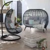 Modern Wicker Eco-Friendly Outdoor Lounger Daybed with Waterproof Quick-Dry Cotton Cushion for Home Hotel Park Courtyard Use