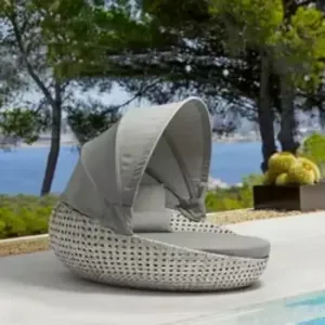 Modern Wicker Outdoor Villa Hotel Sun Daybed-Durable Eco-Friendly for Courtyard Park Use