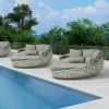 Modern Wicker Outdoor Villa Hotel Sun Daybed-Durable Eco-Friendly for Courtyard Park Use