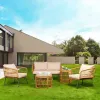 Modern Wicker Rattan Outdoor Garden Sofa Set Modular Furniture Waterproof Cushions Eco-Friendly Durable for Courtyard Living