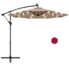 Modern 300cm Outdoor Foldable Waterproof Offset Patio Umbrella Solar Plate LED Lights Free Power Parasol Hotels Parks Furniture
