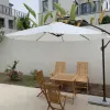 Modern 300cm Outdoor Foldable Waterproof Offset Patio Umbrella Solar Plate LED Lights Free Power Parasol Hotels Parks Furniture