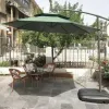 Modern 300cm Outdoor Foldable Waterproof Offset Patio Umbrella Solar Plate LED Lights Free Power Parasol Hotels Parks Furniture