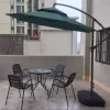 Modern 300cm Outdoor Foldable Waterproof Offset Patio Umbrella Solar Plate LED Lights Free Power Parasol Hotels Parks Furniture